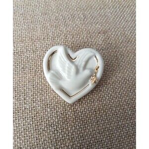 Vintage Lenox Porcelain Heart Dove Brooch Pin By Martha A Curren